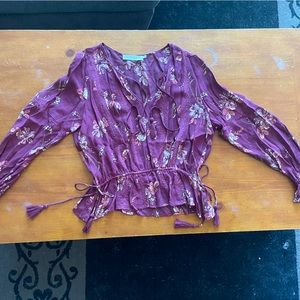 ASTR the Label Peplum Peasant Sleeve Blouse